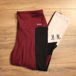 Victoria's Secret PINK High Waisted Maroon Activewear Leggings